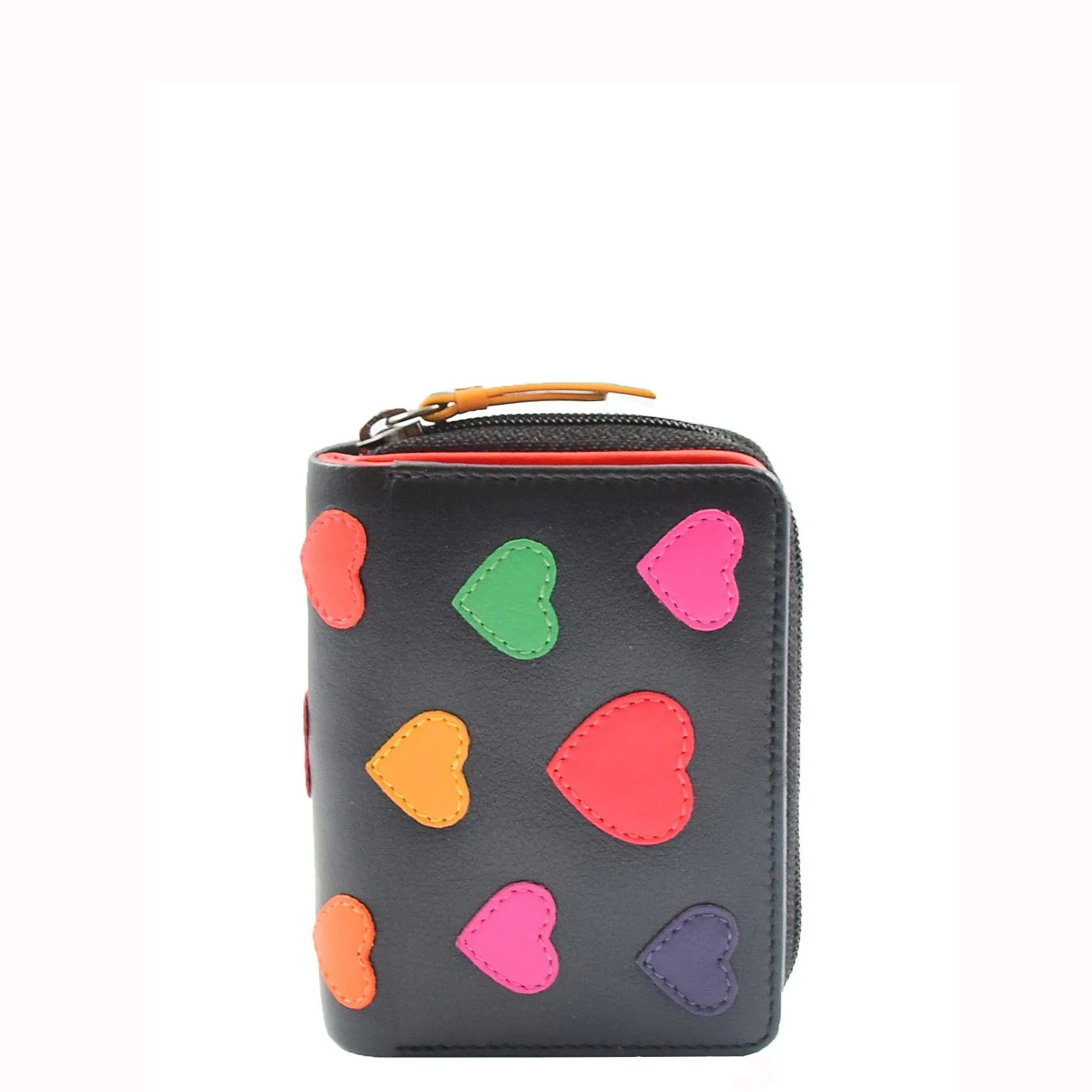 Womens Real Leather Purse Multi Coloured Hearts Small Clutch Wallet Gift Boxed Love