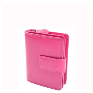 Womens Soft Leather Purse Mid-Sized Cards ID Notes Coins Pocket RFID Safe Anya Fuchsia