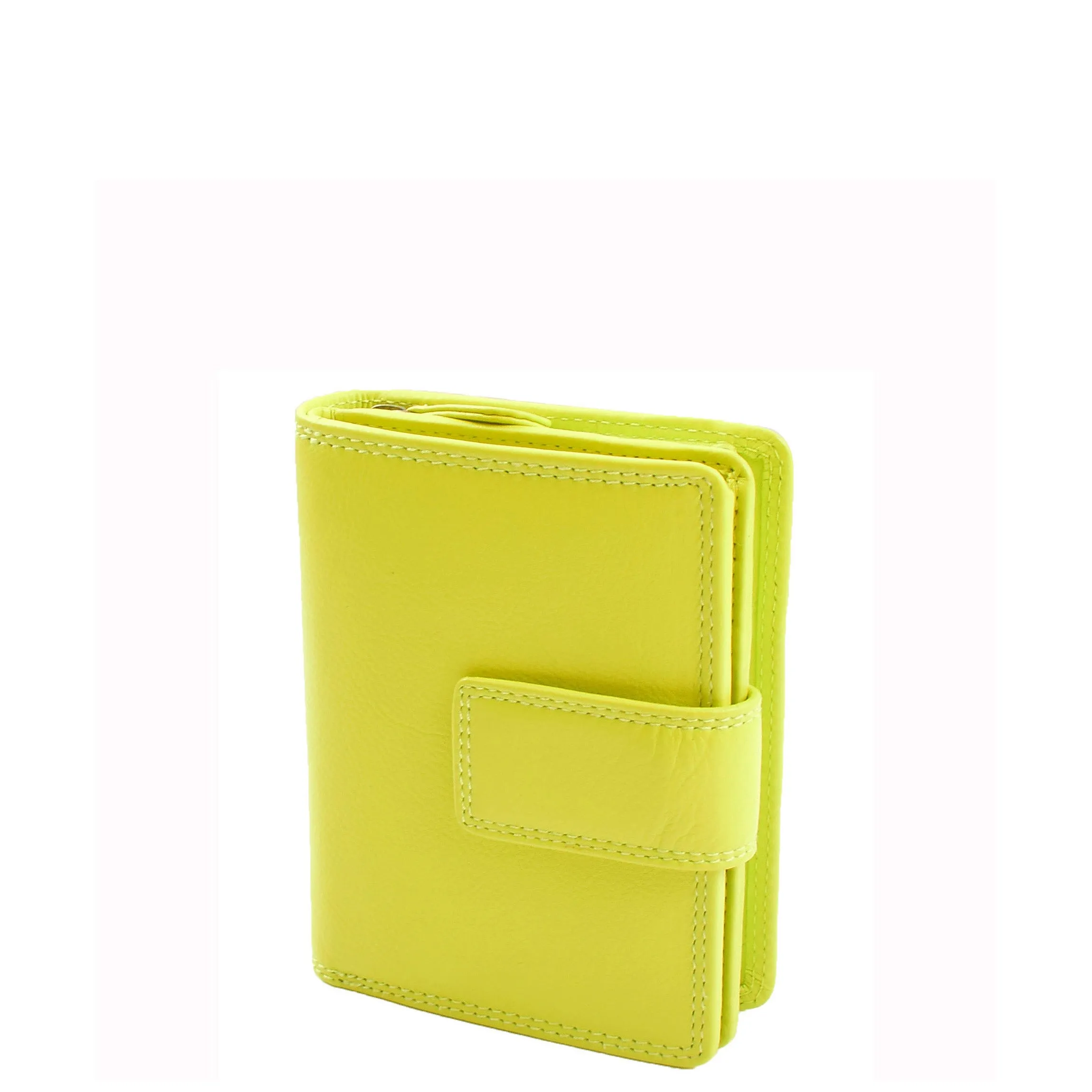 Womens Soft Leather Purse Mid-Sized Cards ID Notes Coins Pocket RFID Safe Anya Lime