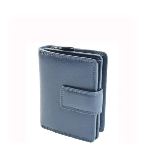 Womens Soft Leather Purse Mid-Sized Cards ID Notes Coins Pocket RFID Safe Anya Navy