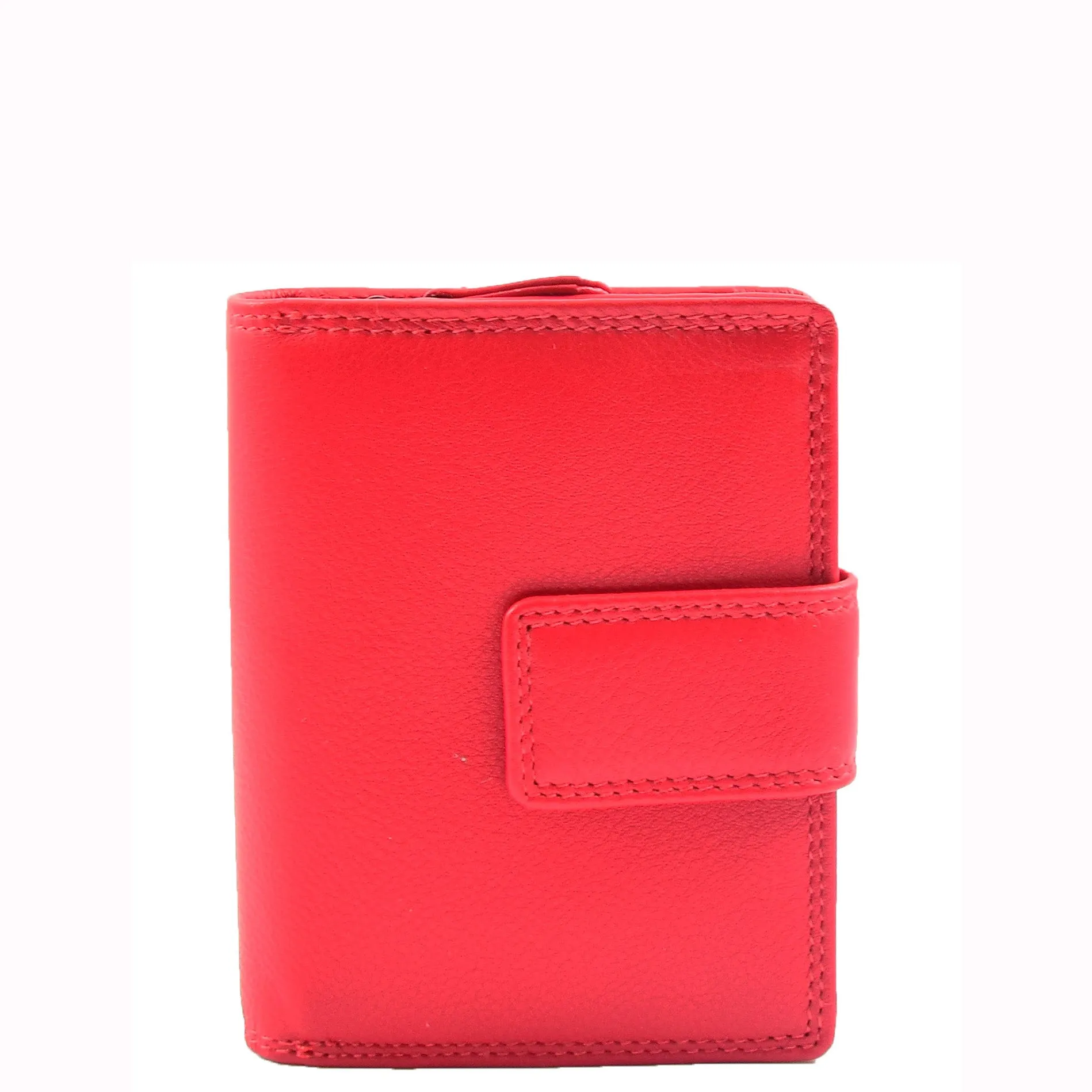 Womens Soft Leather Purse Mid-Sized Cards ID Notes Coins Pocket RFID Safe Anya Red