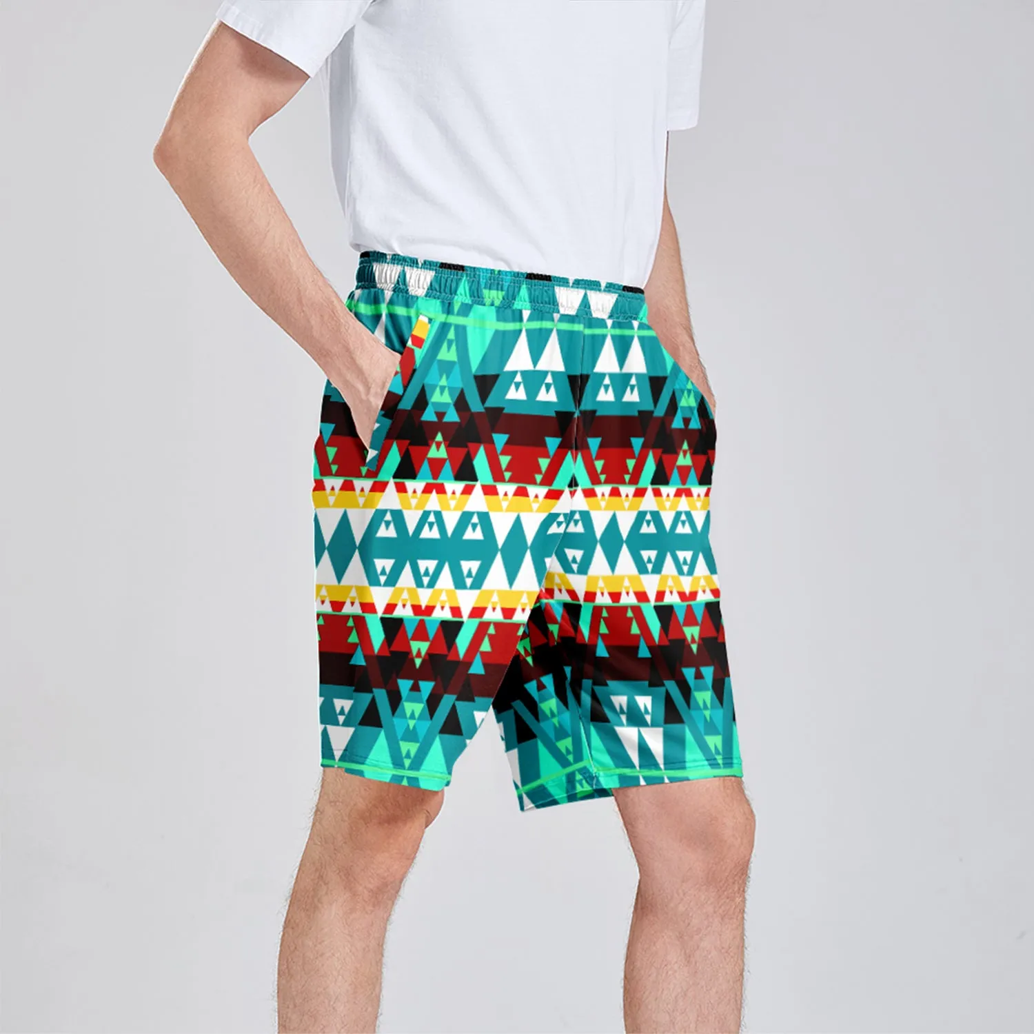 Writing on Stone Wheel Athletic Shorts with Pockets