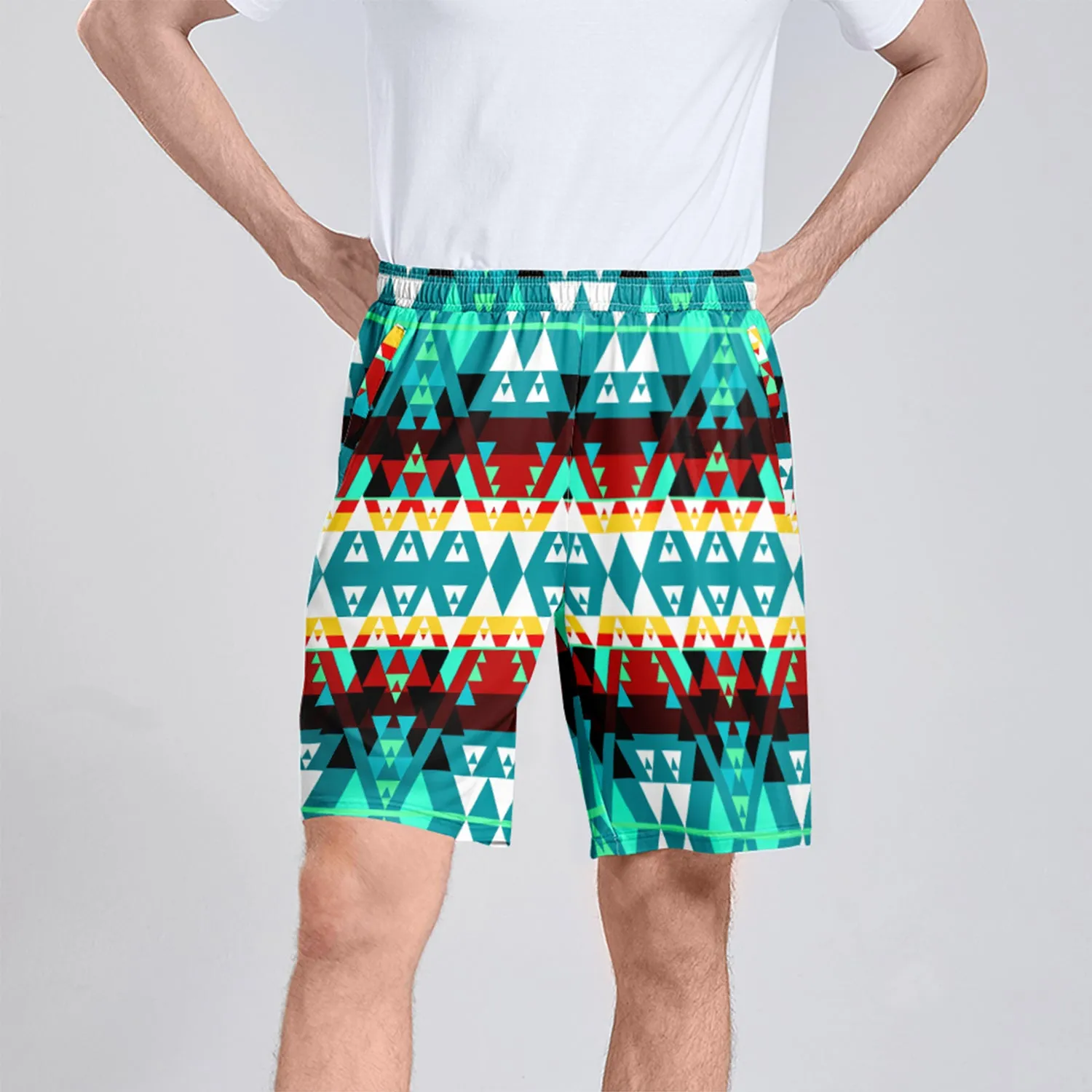 Writing on Stone Wheel Athletic Shorts with Pockets