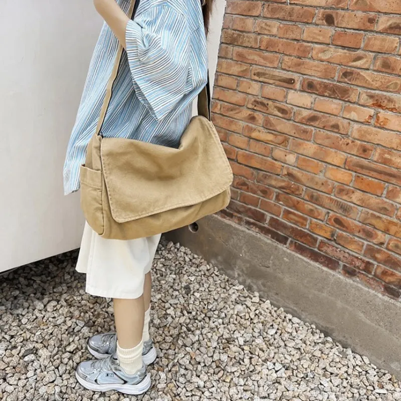 Y2K Style Street Smart Soft Canvas Crossbody Messenger Bags